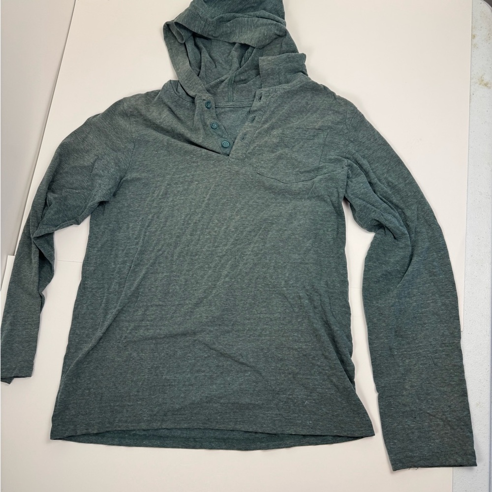 Hooded‎ Henley Shirt Long Sleeve Casual Comfy Pullover Top